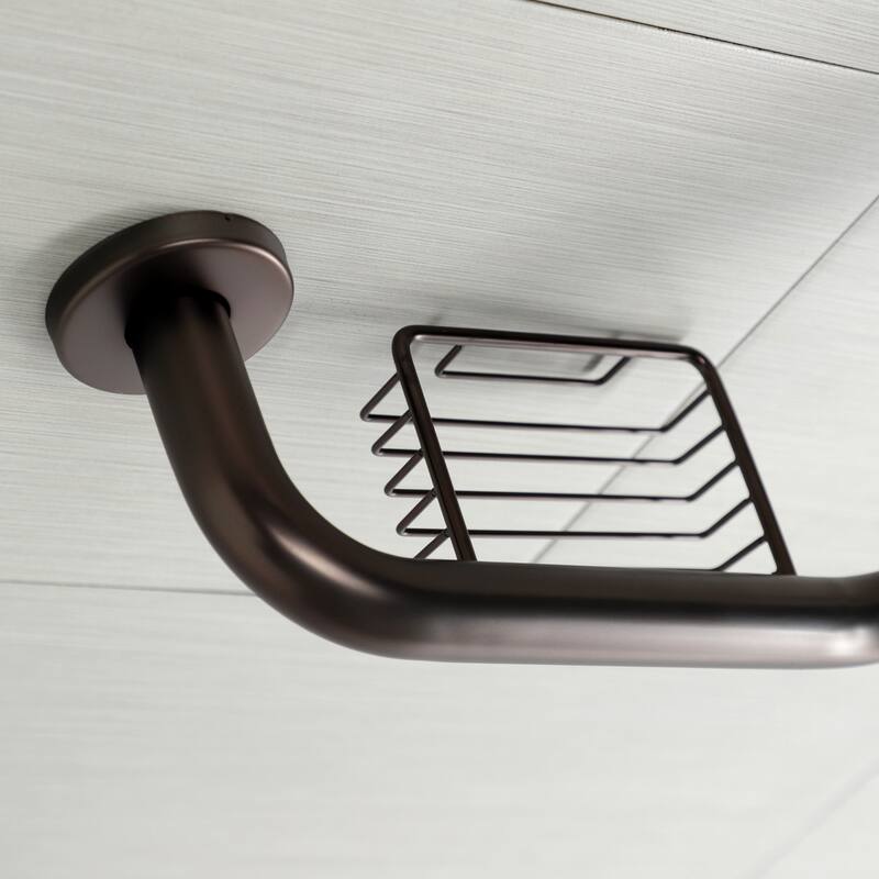 Kingston Brass Meridian 10" x 12" Angled Grab Bar with Soap Holder